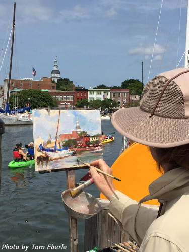 Anne Painting a street scene in Frederick